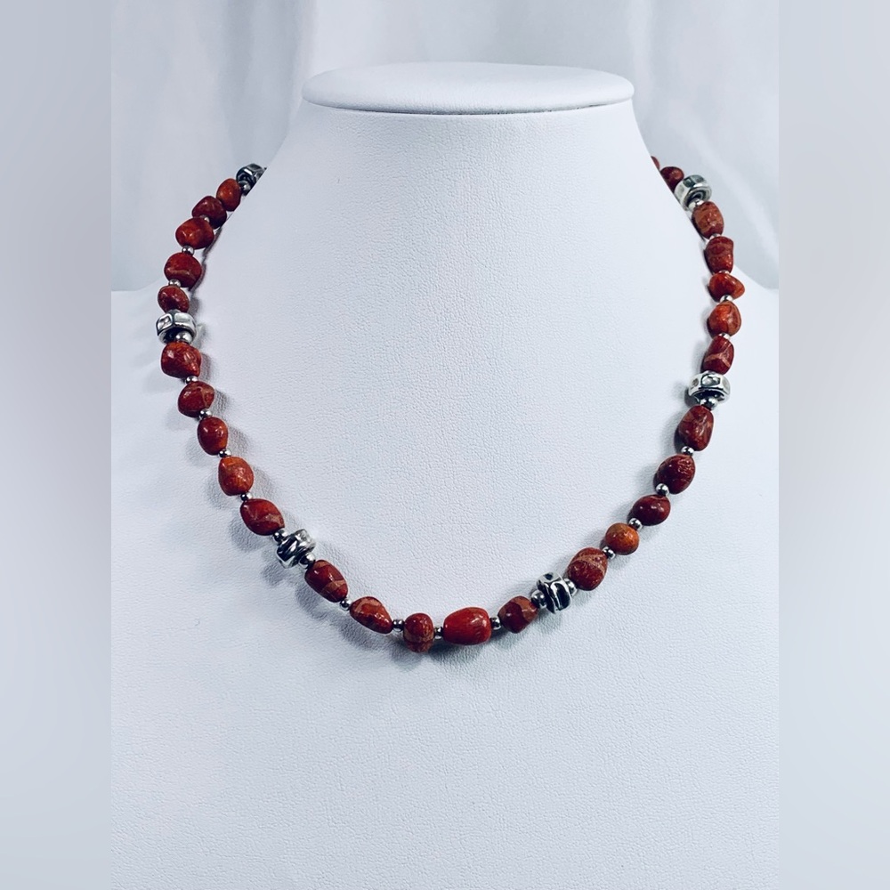 Silpada Very Rare Sterling Silver & Sponge Coral Nugget Necklace